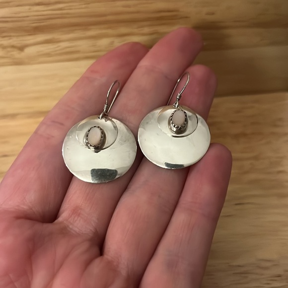 Navajo Native American Opal Set Earrings by Gilbert Smith Sterling Silver - Picture 3 of 3